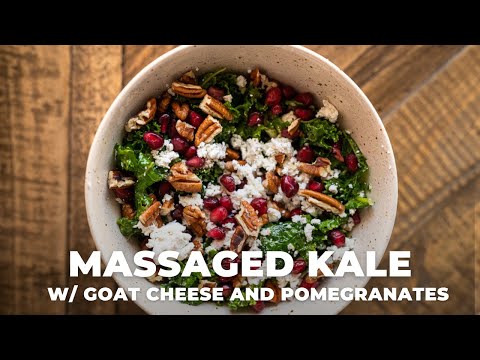 Massaged Kale salad with goat cheese and pomegranates | The Hangry Woman