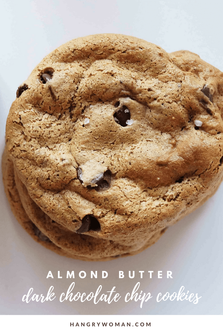 Almond Butter Dark Chocolate Chip Cookies » Hangry Woman®