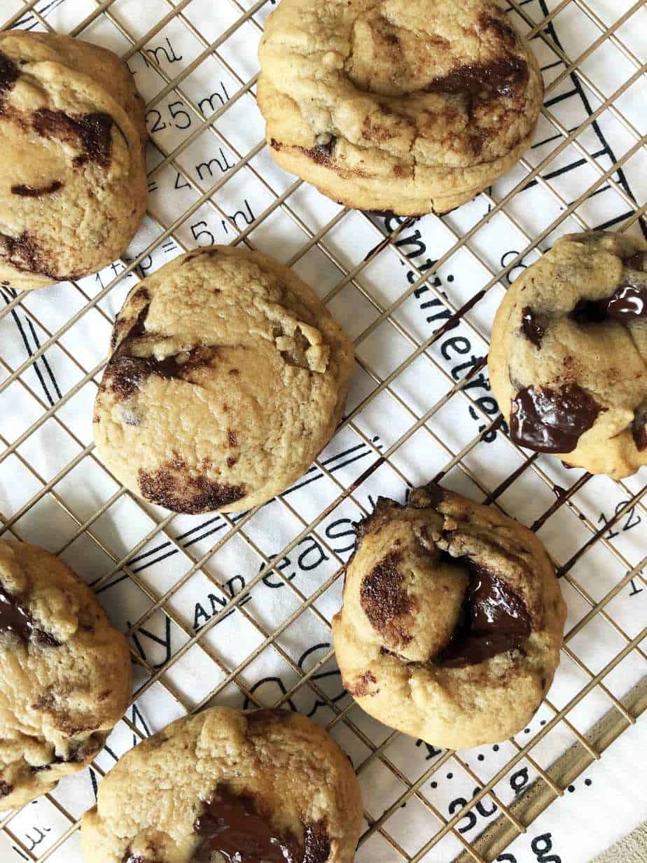 Baking salted chocolate chip cookies with OXO for kids battling cancer
