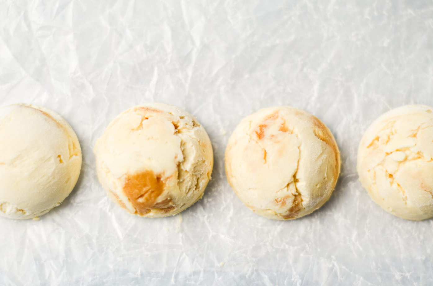 horizontal line ups of cheesecake fat bombs