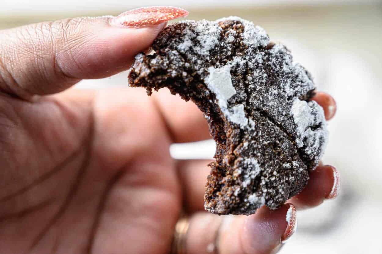 holding a crinkle cookie