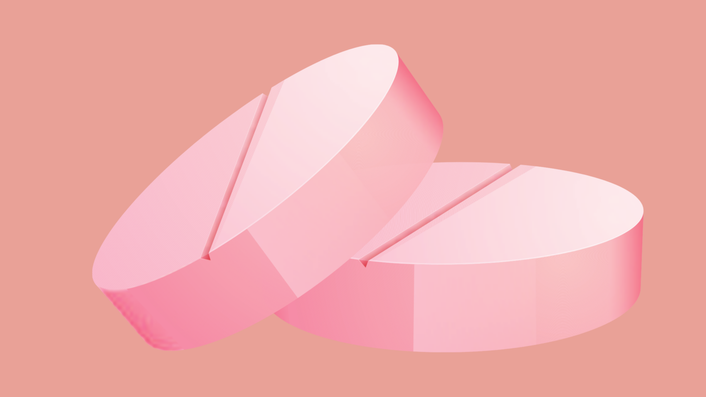 light pink pill on dark pink background