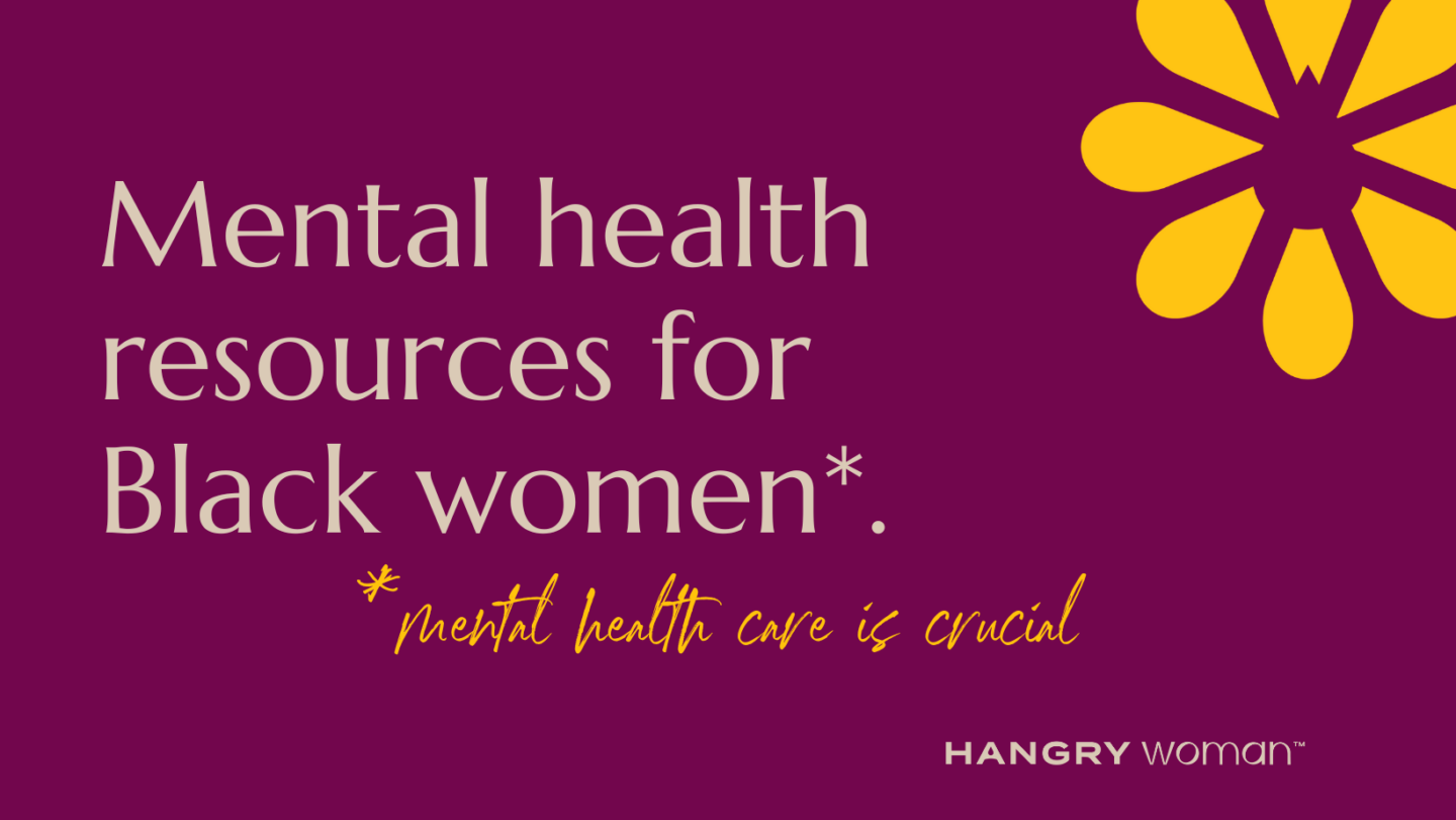 Graphic that says Mental Health Resources for Black Women in purple.