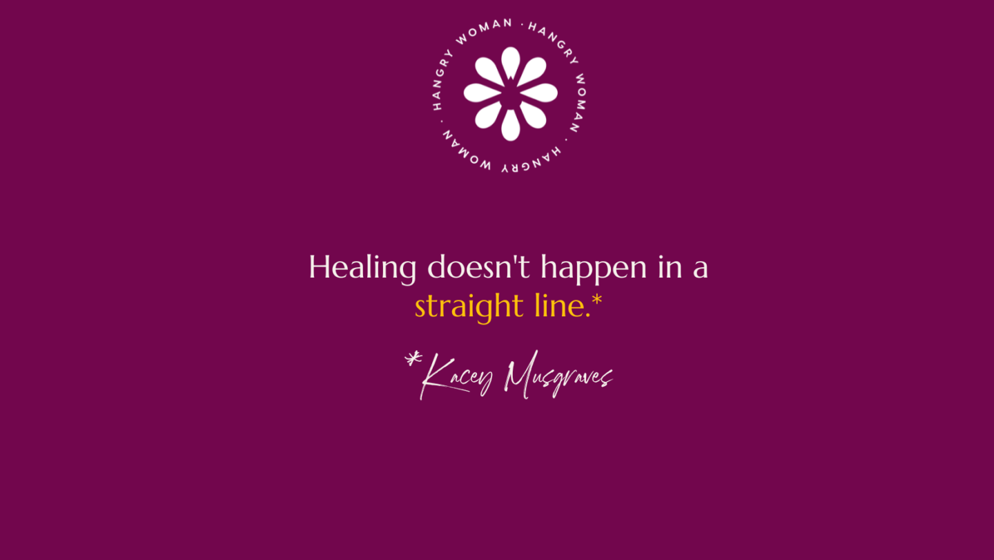 Graphic that says "healing doesn't happen in a straight line.
