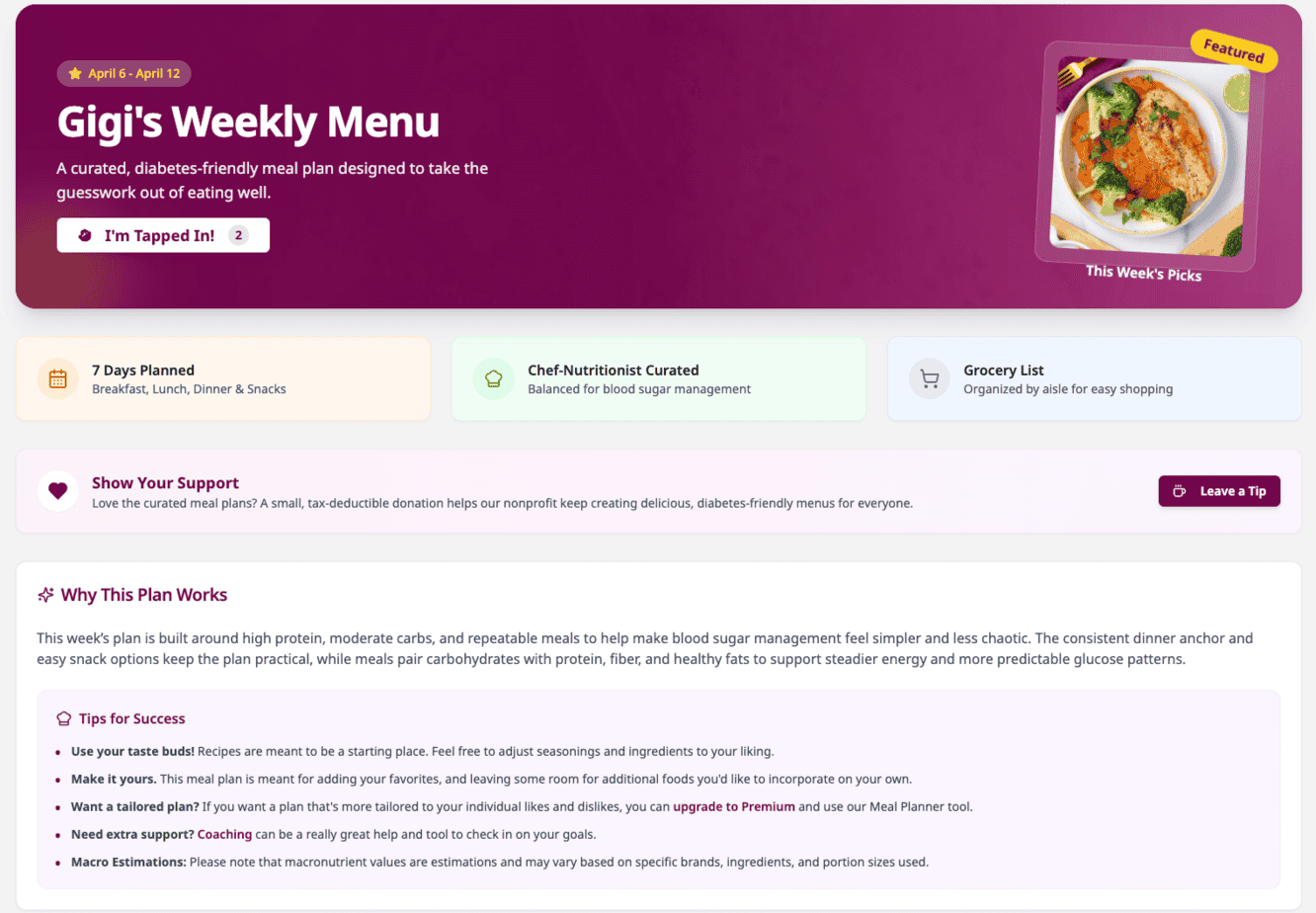 Glucose Guide Diabetes Meal Plan