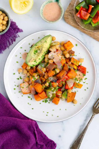 SheetpanChickpea and Sweet Potato