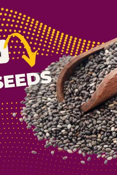 chia seeds spread out with a scoop